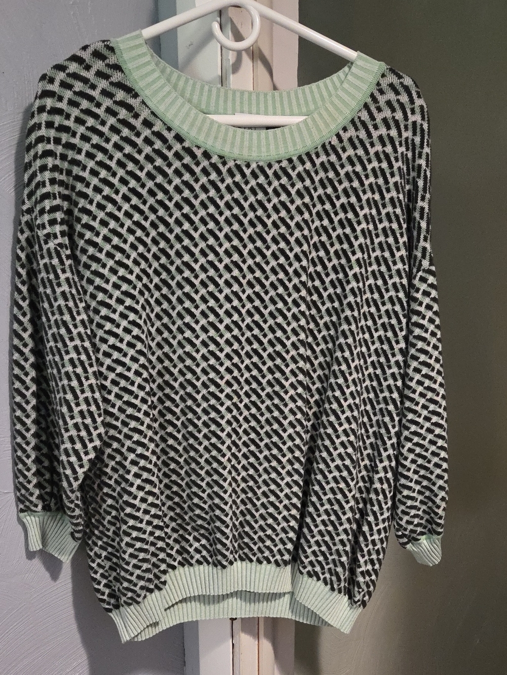 Bogner Mint & Black Geometric Knit Sweater
